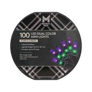 Member's Mark 100ct Dual Color Mini LED Lights, 22.3' Length, Purple/Green